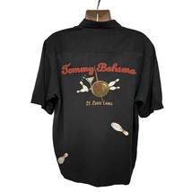 Tommy Bahama Black Embroidered Silk Button Up Camp Bowling Shirt Large Pocket - £78.94 GBP