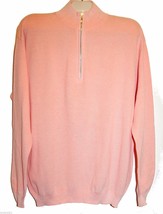 Light Pink Men&#39;s Half Zip Knitted Cotton Sweater Size XL Good Condition - $26.77