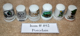 Thimbles, 6 pcs, Porcelain, # 892, porcelain thimbles, antique, rare thi... - $14.20