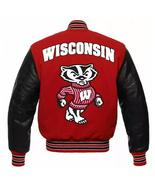 Wisconsin Badgers Varsity Jacket –Red &amp; Black Leather Sleeve Edition - €128,74 EUR+