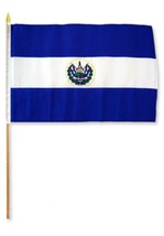 AES 12x18 12&quot;x18&quot; Wholesale Lot of 3 El Salvador Stick Flag Wood Staff Vivid Col - £11.13 GBP