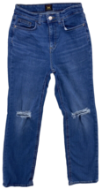 Lee Riders Jeans Women&#39;s Size 4 Blue High Rise Boyfriend Skinny Leg Distressed - £10.85 GBP
