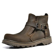 Genuine Leather Motorcycle Boots Men New Men&#39;s Footwear Retro Warm Winter Shoes  - £108.13 GBP