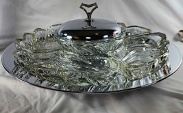 Vintage Kromex Buffeteria Lazy Susan No 502 7 Piece Swirl Glass Chrome S... - £87.74 GBP