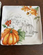 Maxcera  Pumpkin Thanksgiving Single Salad Plate Ceramic Square - £13.30 GBP