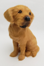 Labrador Retriever Sitting Dog Figurine Realistic Lifelike Goat Fur 7 1/2&quot; - £35.56 GBP