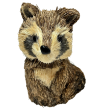 Decorative Handmade Straw Raccoon Tabletop Figure Brown 7 x 5&quot; - £7.92 GBP