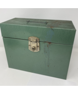 Vintage Excelsior Stamford Green Metal Strong Box with Lock and Key - $904.18 MXN