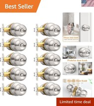 10 Pack Brushed Nickel Privacy Door Knobs - Stylish Steel Interior Handles - $101.49
