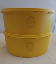 Tupperware Yellow Servalier Stacking Container 1204-14 1204-13 lids 1205-6 retro - £19.45 GBP