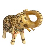 VTG Hand-Painted Sculpted Elephant Figurine – 7” Carved Sculpture Floral... - $25.00