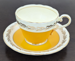 Vintage Aynsley Yellow &amp; Gold Corset Bone China Cup and Saucer England - £31.45 GBP