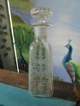 GORGEOUS MID CENTURY UNMARKED PERFUME BOTTLE CRUET ETCHED 8&quot; [GL11] - £97.38 GBP