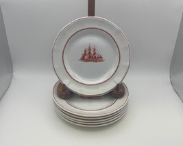 Set of 6 Wedgwood Georgian Collection FLYING CLOUD Rust Red Bread Plates - $59.99
