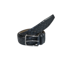 Men Classic Genuine Leather Belt PIERO ROSSI Turkey Soft Full Grain #Navy Woven image 4
