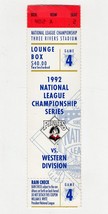 VINTAGE 1992 NLCS Game 4 Atlanta Braves Pittsburgh Pirates Ticket John Smoltz W - £39.65 GBP