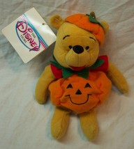 Disney Store Winnie The Pooh Bear In Pumpkin Costume 8&quot; B EAN Bag Stuffed Toy New - £11.68 GBP