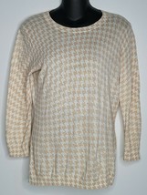 Banana Republic Womens Beige Brown White Print Sweater Top Xs Extra Small Cotton - £11.96 GBP