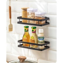 Metal Spice Rack Wall Mount Floating Shelves 2 Pack Black Storage Organizer For  - $40.99