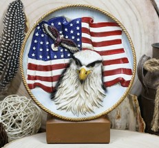 American Freedom Patriotic Soaring Bald Eagle By USA Flag Desktop Plate ... - £19.97 GBP