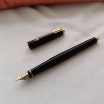 Parker 75 Fountain Pen with 14kt Gold Nib France - Matte Black, Gold plated Trim - £181.42 GBP