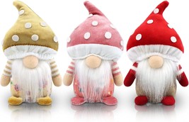 Set of 3 Mushroom Gnomes Plush Spring Easter Decoration Gifts Holiday Handmade S - £20.18 GBP