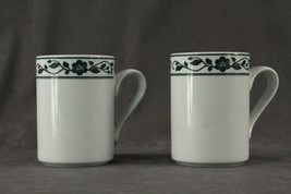 Bistro Green Flower Springhavn Danish Modern DANSK DESIGNS China 2PC Coffee Mugs - £14.27 GBP