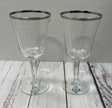 Vintage Lenox Solitaire Platinum Trim Wine Glass USA Replacement - Set of 2 - £37.48 GBP