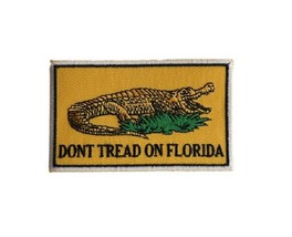 Don&#39;t TREAD ON FLORIDA Alligator Flag 3&quot; x 1.75&quot; iron on patch (7097) (A4) - £5.82 GBP