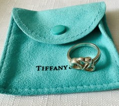 Tiffany &amp; Co  Sterling Silver Triple Open Heart Ring And Pouch Size K - £140.43 GBP