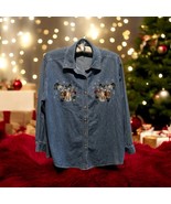 Bobbie Brooks Woman Denim Shirt Women’s 14/16W Snowman Bears Christmas E... - $21.55 CAD