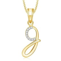 0.05 Ct Round Moissanite Initial Letter G Pendant 14K Yellow Gold Plated Chain - £44.55 GBP