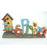 Spring Plaque Figurine Bird House 11&quot; Long Word Spelled Out Lady Bug Whi... - £10.34 GBP