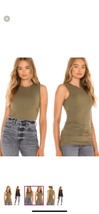 n philanthropy Womens XS Buenos Tank Top Olive Green Ruched Side Long Length NWT - £26.06 GBP