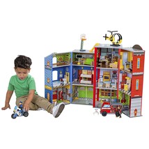KidKraft Everyday Heroes Wooden Playset, 3-Story with 26-Piece Accessories, Fold - $186.99