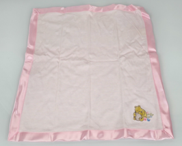 Classic Winnie the Pooh Baby Girl Security Blanket Lovey Pink White Stripe Satin - $49.49