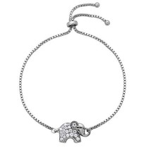 0.10CT Moissanite Rond Petit Éléphant Bolo Bracelet Réglable 14K Plaqué Or - £210.96 GBP