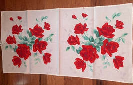 Vintage Red Rose Table Runner 17&quot;x34&quot; - $17.00