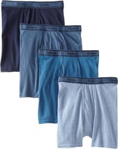 Hanes Men&#39;s Tagless Boxer Briefs 4-Pack Wicking COOL Comfort Sz XL Assorted Blue - £19.43 GBP