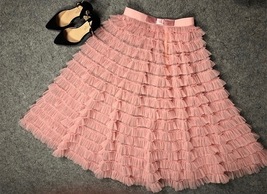 Blush Pink Tiered Tulle Skirt Bridesmaid Custom Plus Size Tulle Midi Skirt