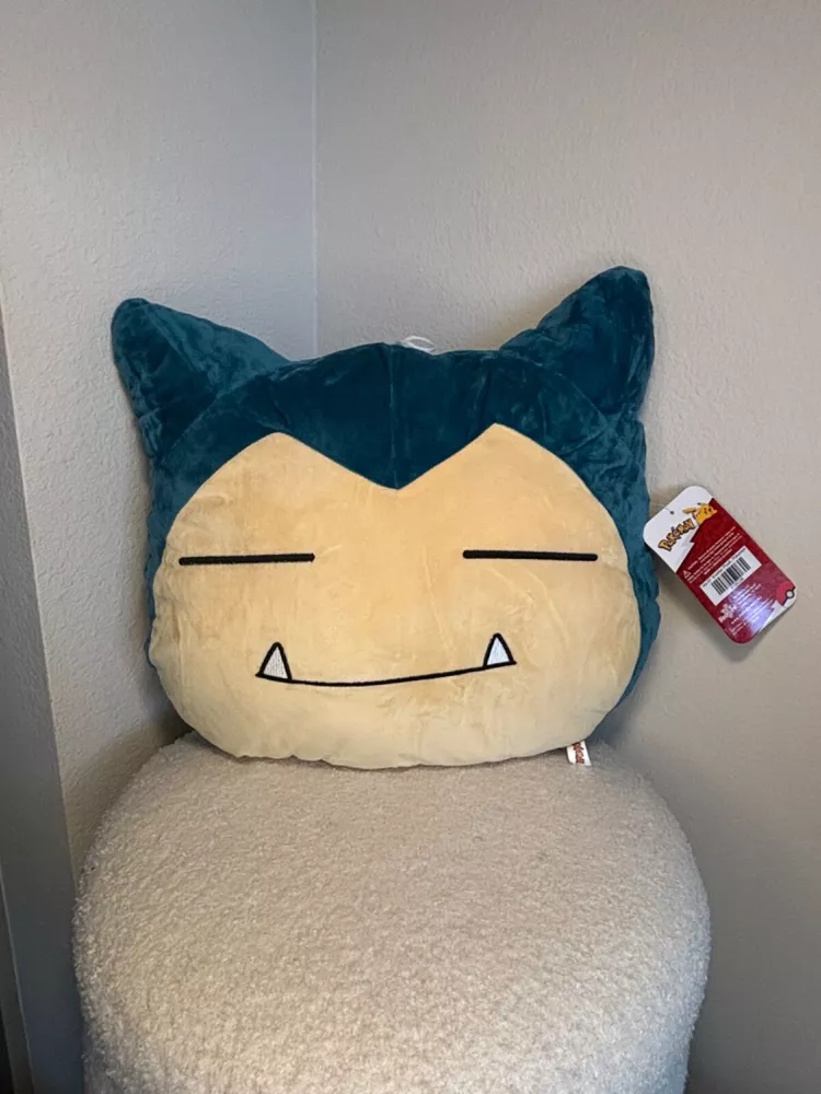 Snorlax Face Pokemon 16x15 inch Stuffed Plush Pillow NWT - £25.59 GBP