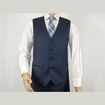 Men Suit BERLUSCONI Turkey 100% Italian Wool Super 180's Vested #Ber3 Ink Blue image 8