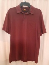 Tailor Vintage Polo Shirt Mens Sz L Maroon Short Sleeve Cotton Stretch - $9.78