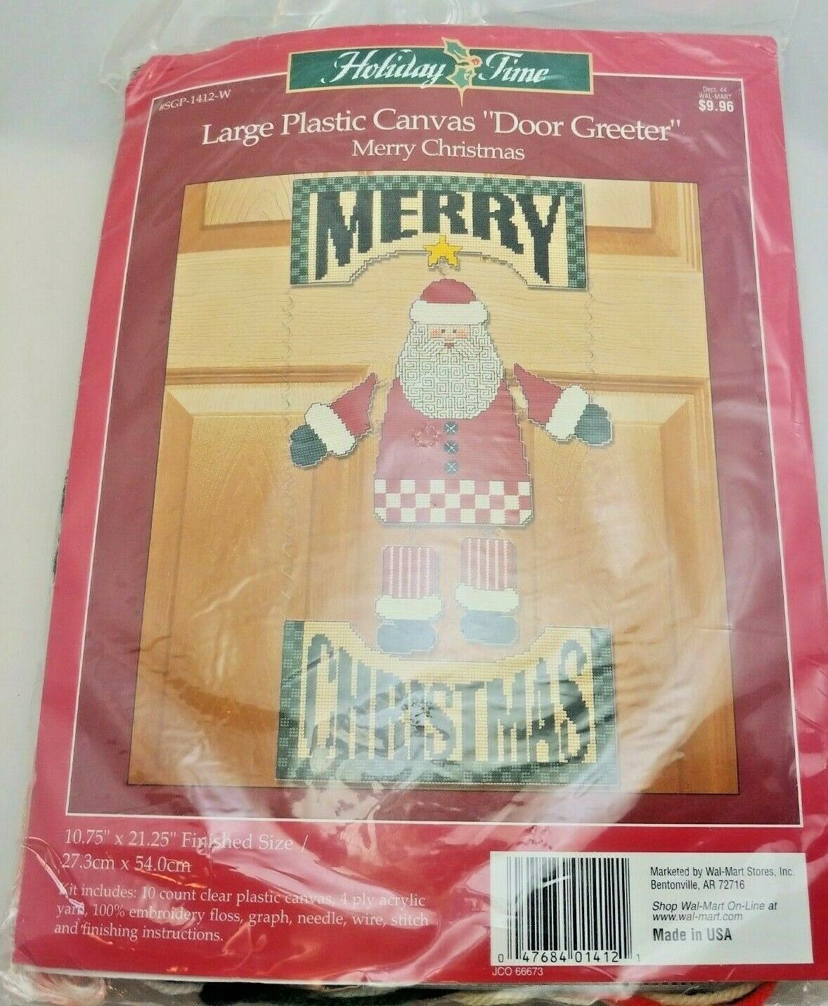Holiday Time Plastic Canvas Santa Merry Christmas Door Greeter Craft Kit - $21.49