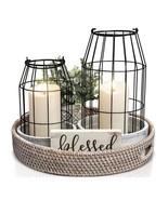 Rustic Farmhouse Lantern Decor Set of 2 - Stylish Decorative Black/White  - $33.93 CAD