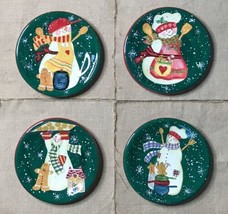 Set Of 4 Susan Winget Snowman Gingerbread Man Plates Christmas Holiday W... - £21.77 GBP
