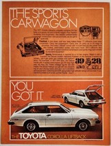 1977 Print Ad Toyota Corolla Liftback Sports Carwagon 28 MPG in City, Hwy 39 - £14.76 GBP