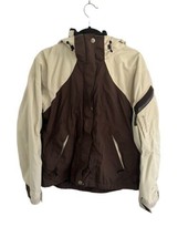 COLUMBIA Womens Jacket INTERCHANGE Brown Cream Rain Hiking Coat Sz L - £18.79 GBP