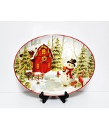 NEW Holly Hill Snowman Christmas Platter  13&quot; L x 10 &quot;W Ceramic - £15.04 GBP