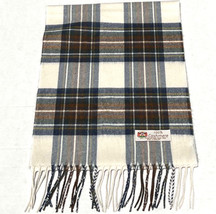 100% Cashmere Scarf Made In England Plaid Blue/Cream/Brown/Lime #1008 Fo... - £15.81 GBP